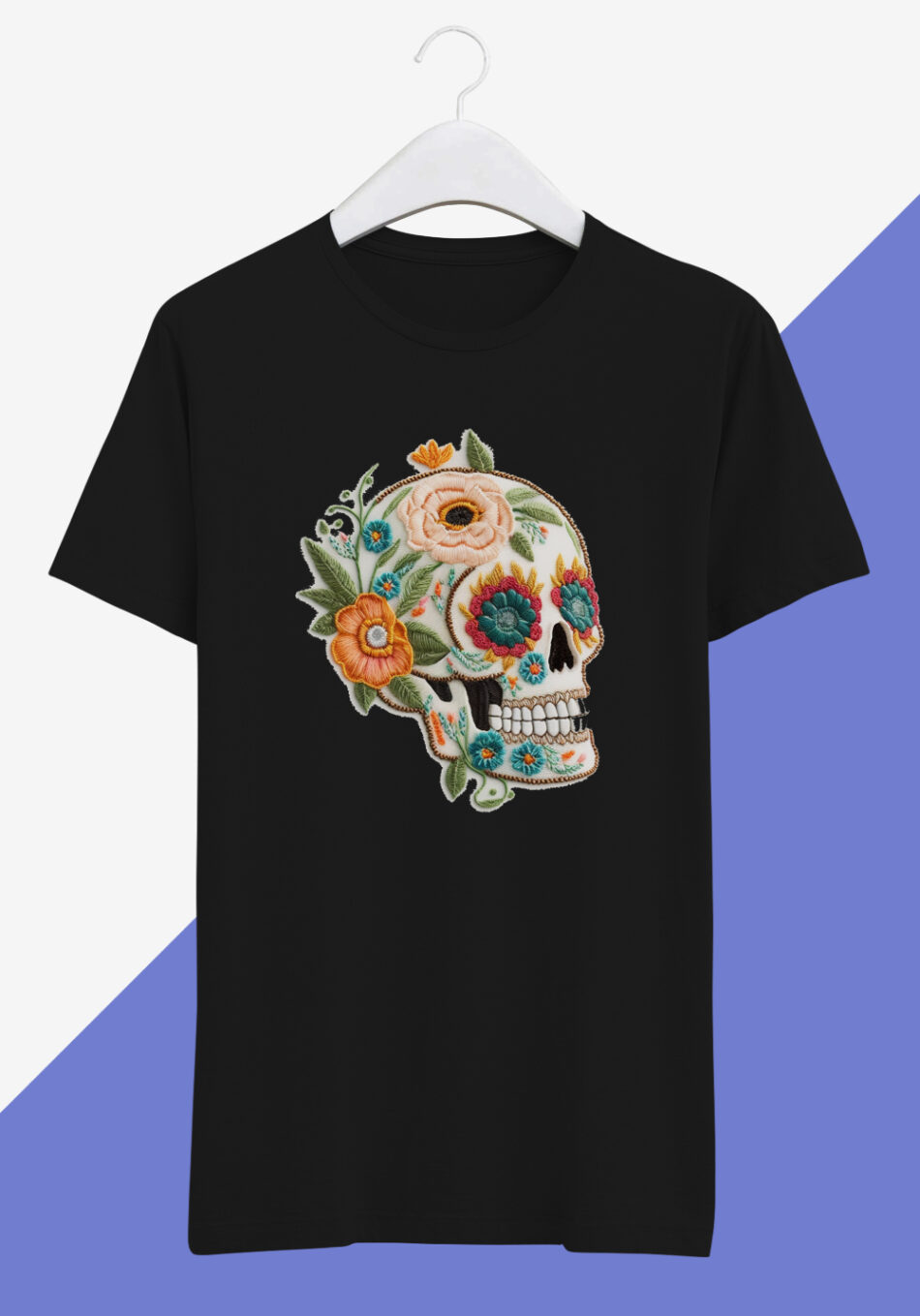 short-sleeve-black-t-shirt-embroidered-skull