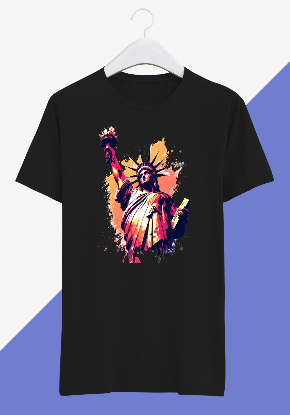 Trippy Shirts Vibrant Statue Of Liberty Short Sleeve T shirt