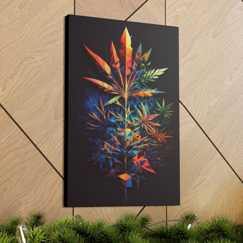 Trippy Art Canvas Print: Geometric Cannabis