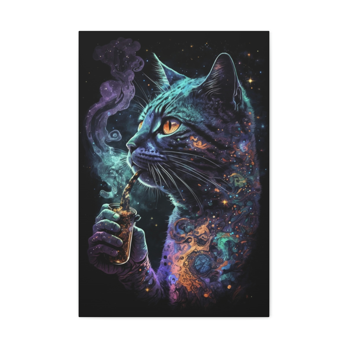 Weed Art Canvas Print: Da Cat & Da Bong