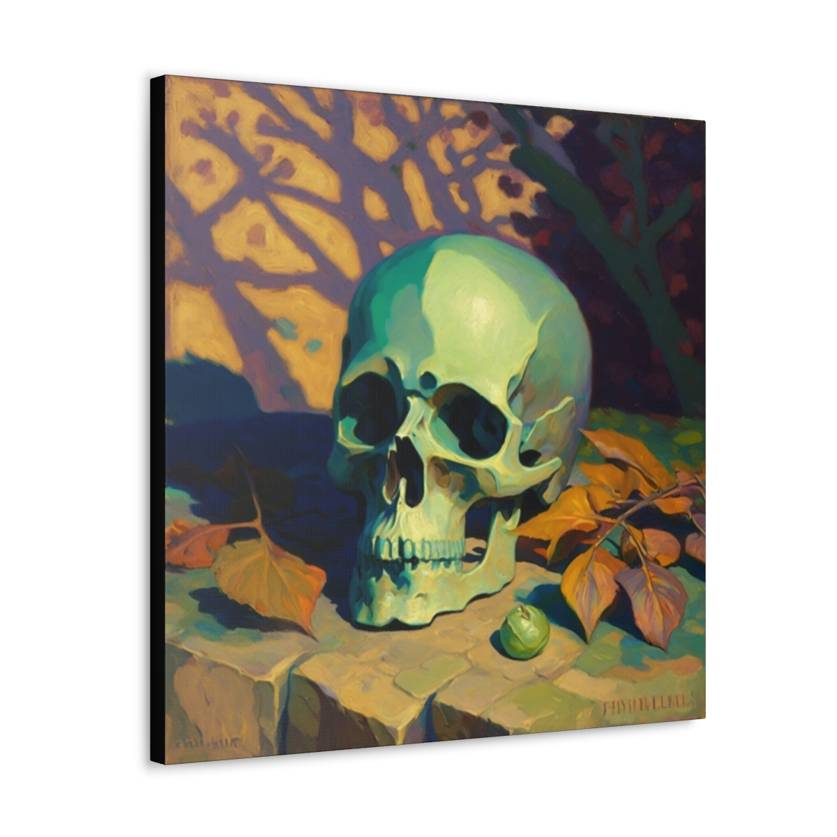 Skull Art Canvas Print: The Last Leaves Of Life