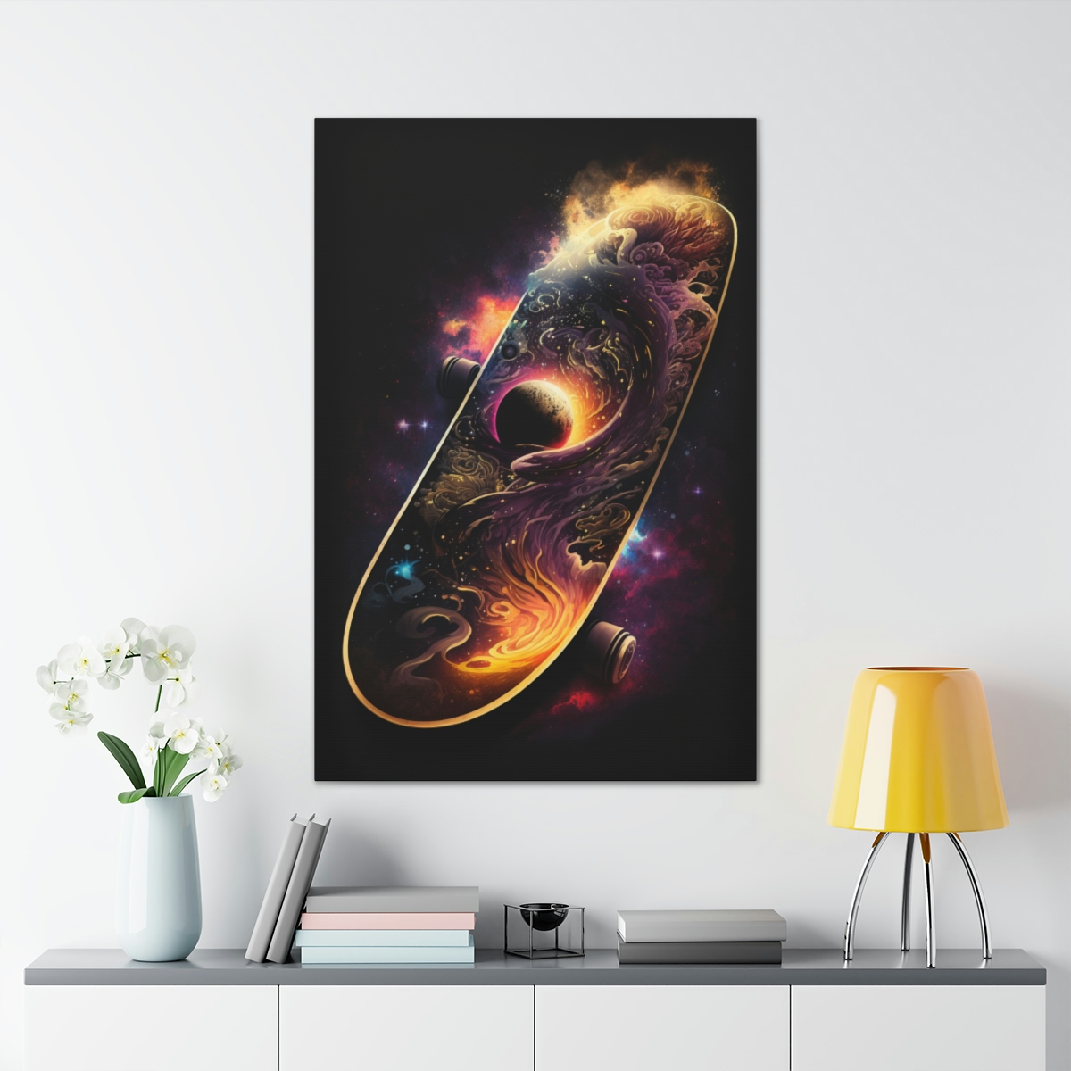 Galaxy Art Canvas Print: Cosmic Skateboard