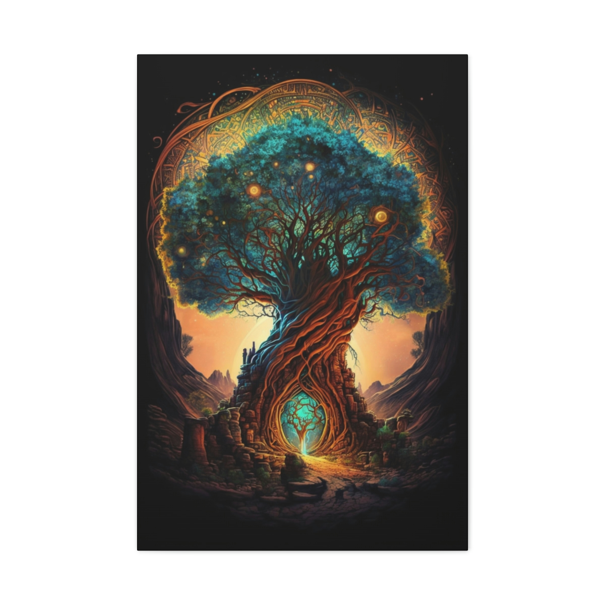 Trippy Art Canvas Print: Wise Ancient Tree
