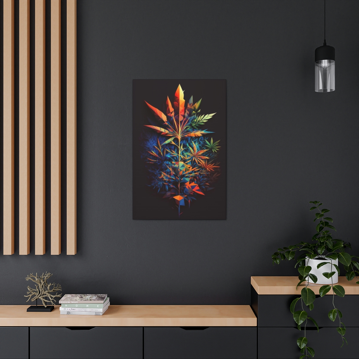 Trippy Art Canvas Print: Geometric Cannabis