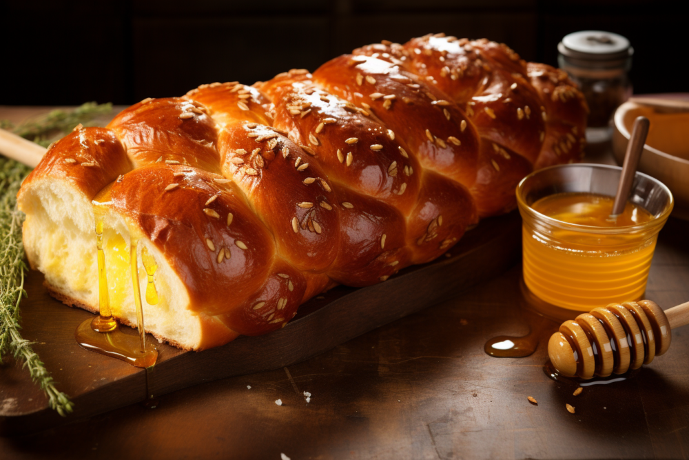 challah bread with honey