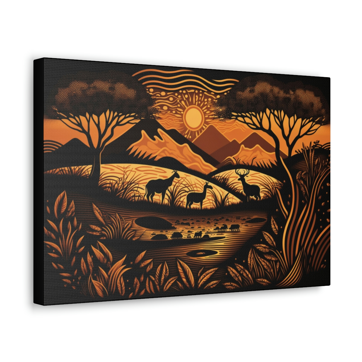 African Patterns Canvas Print: Graceful Gazelles