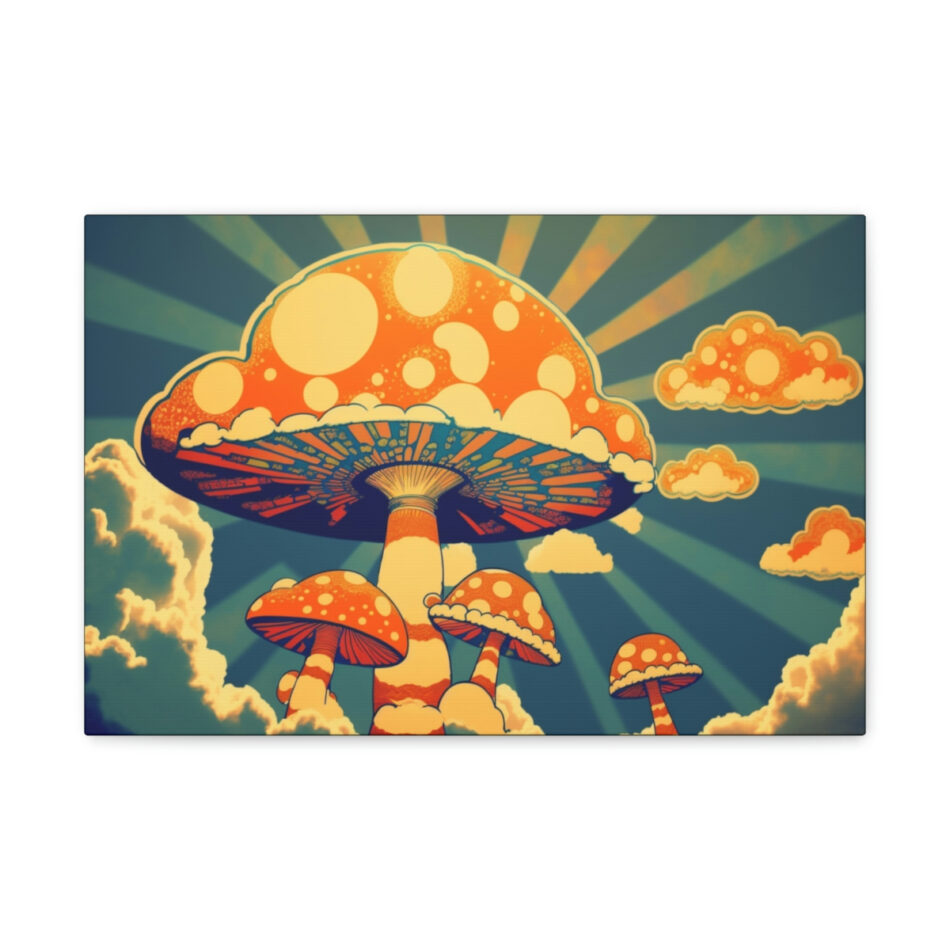 Mushroom Art Canvas Print: Surrealist Fungiland