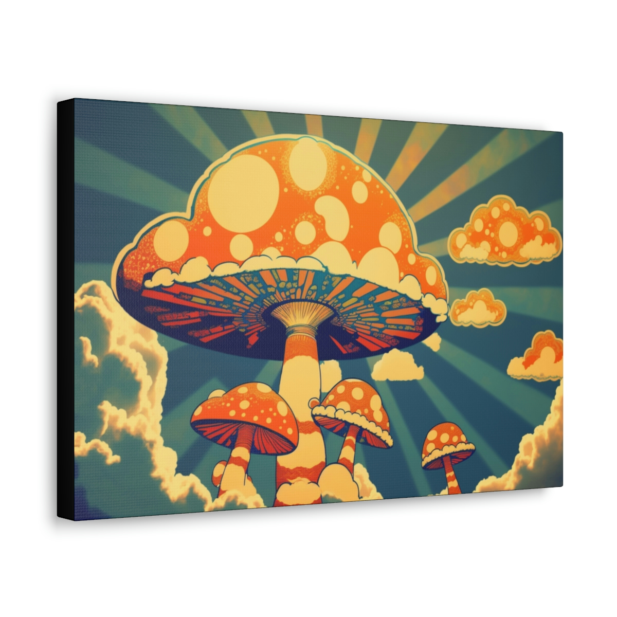 Mushroom Art Canvas Print: Sunny Fungi
