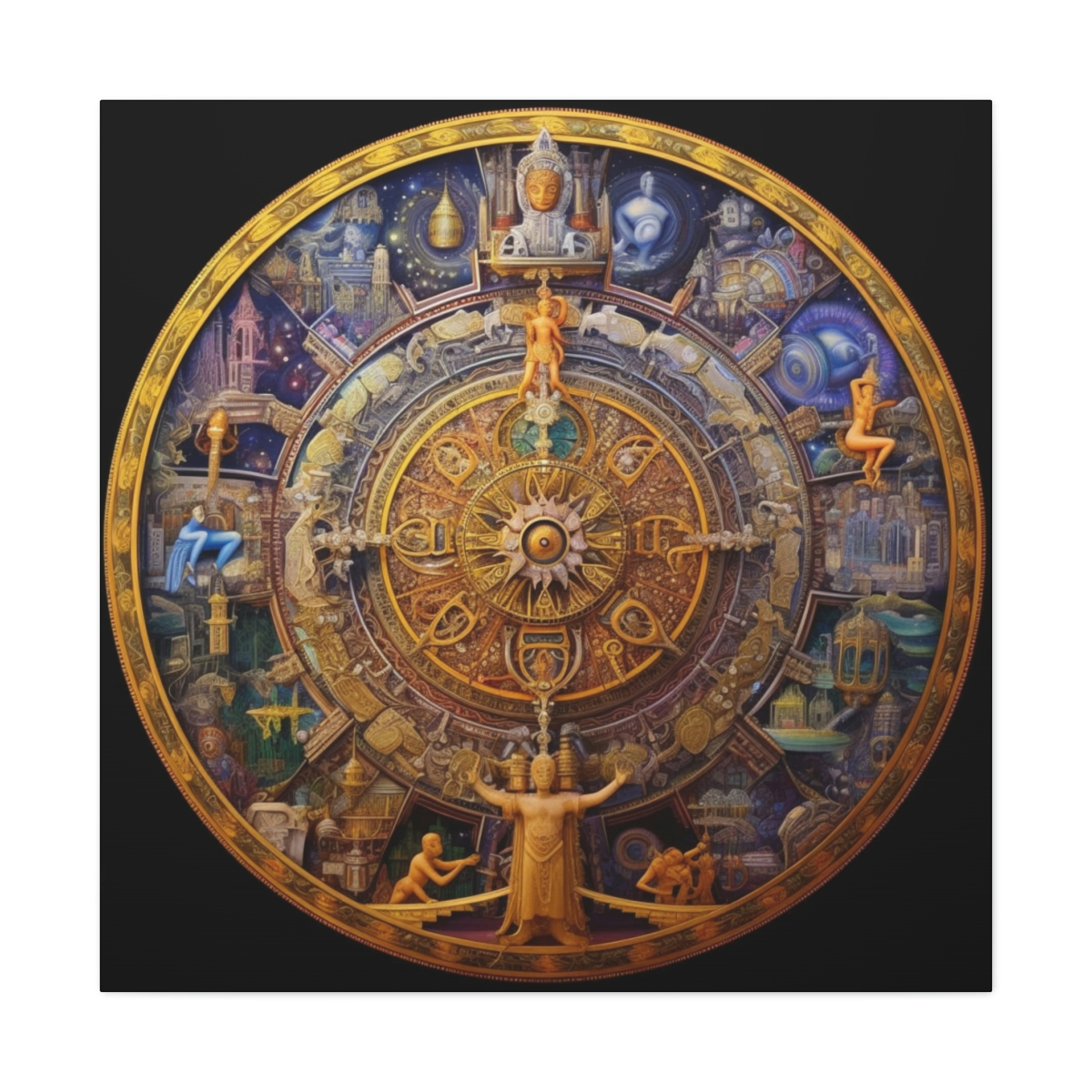 DMT Art Canvas Print: The Samsara Wheel