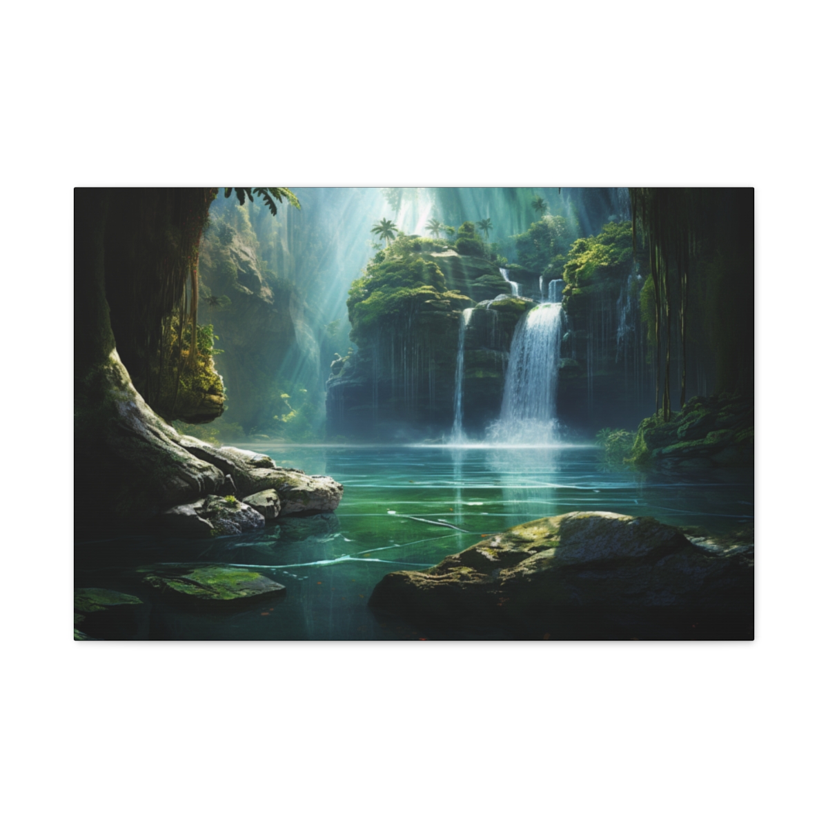 Forest Art Canvas Print: Waterfall’s Embrace