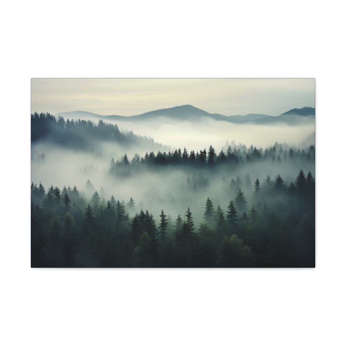 Misty Forest Art Canvas Print: Enchanted Fog