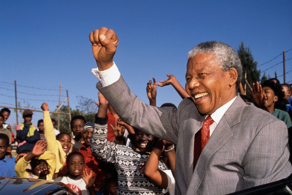 Nelson Mandela with his people