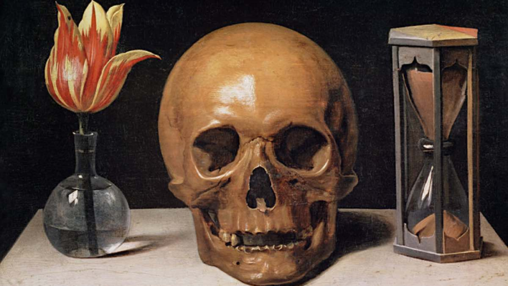 skull and hourglass
