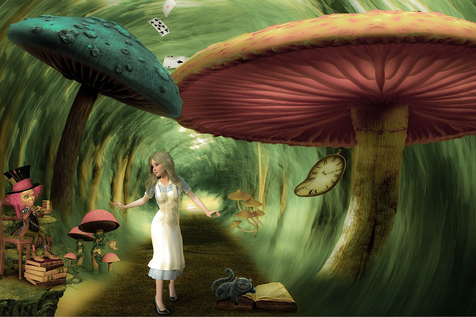 Alice in Wonderland mushroom scene