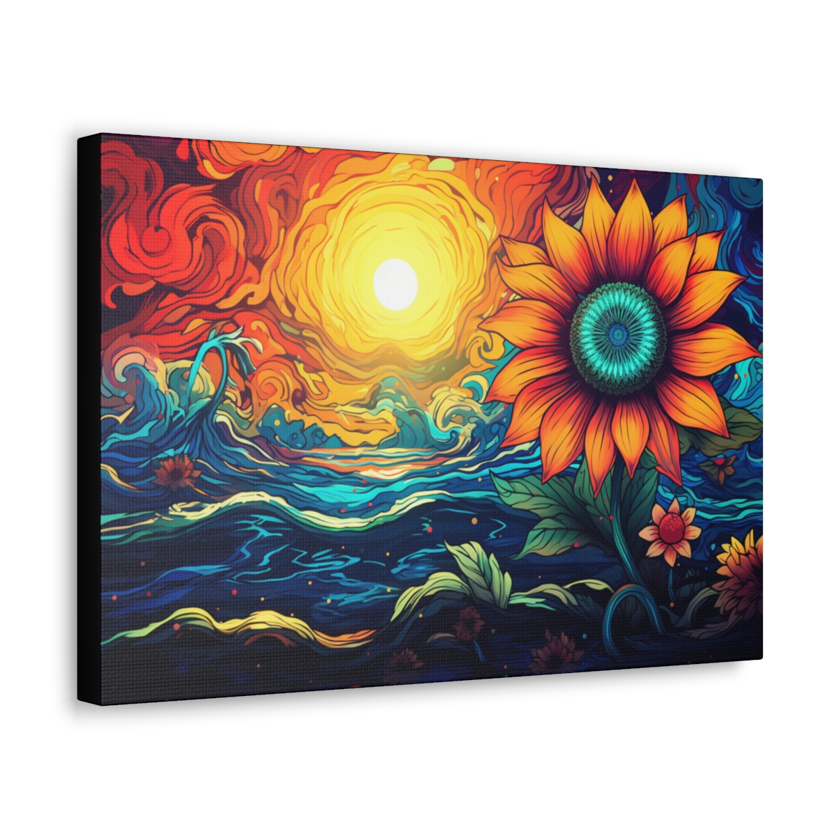 Hippie Trippy Art Canvas Print: Sunflower Of Hope