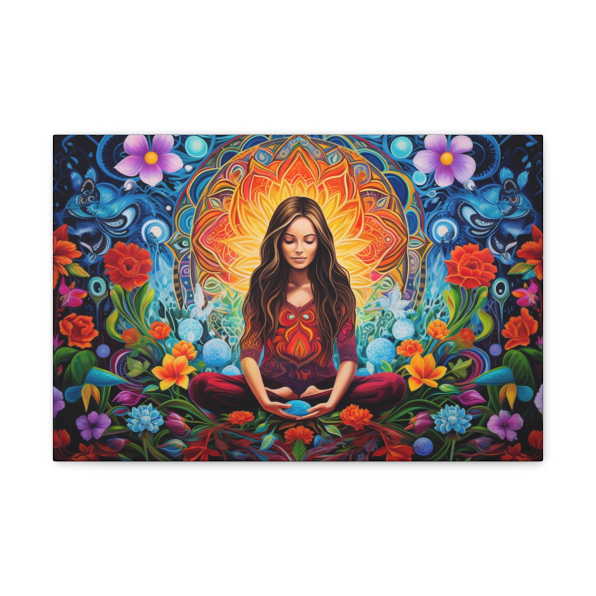 Trippy Hippe Wall Art Canvas Print: Meditation Gives You Flower Power