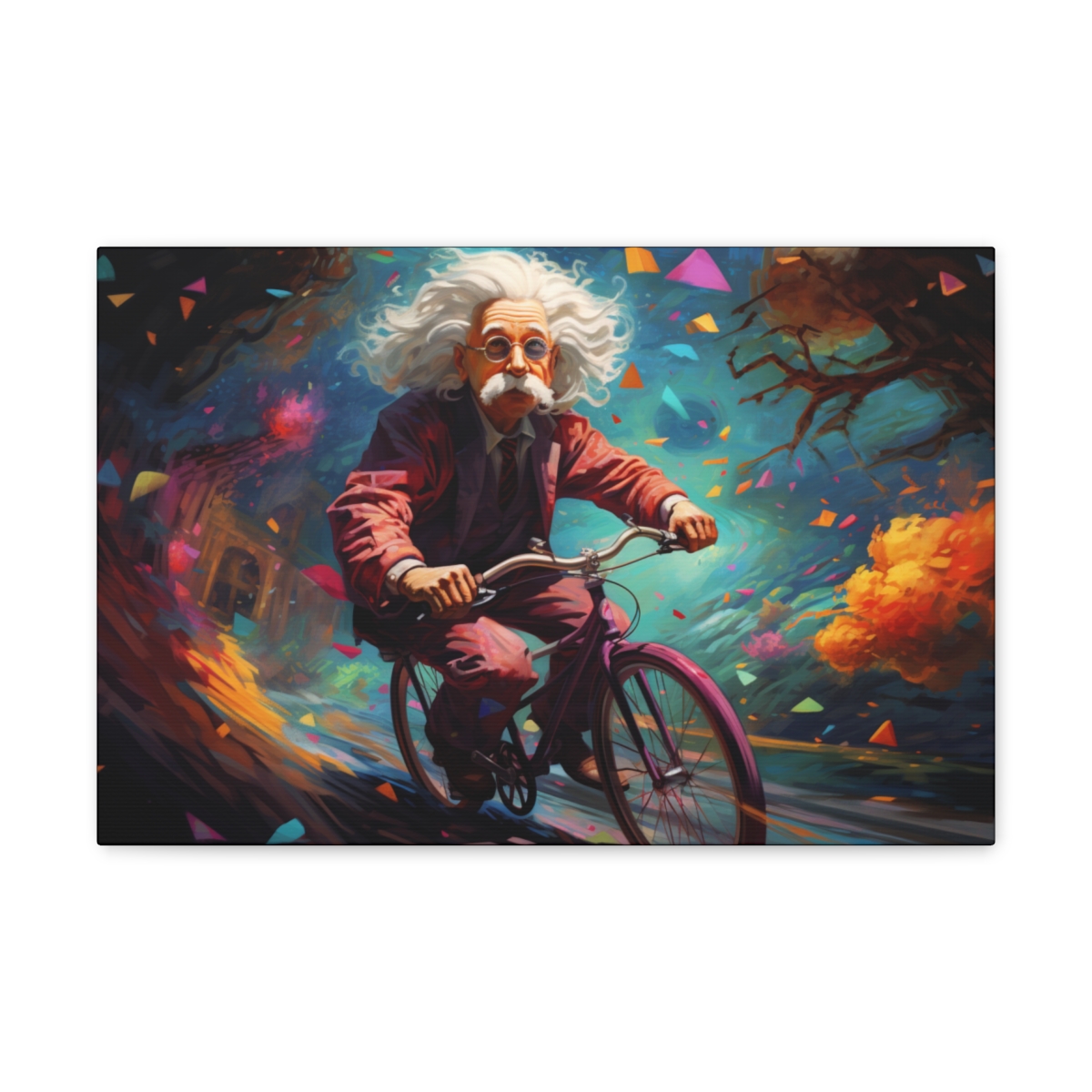 Trippy Psychedelic LSD Art Canvas Print: Einstein Celebrating Bicycle Day