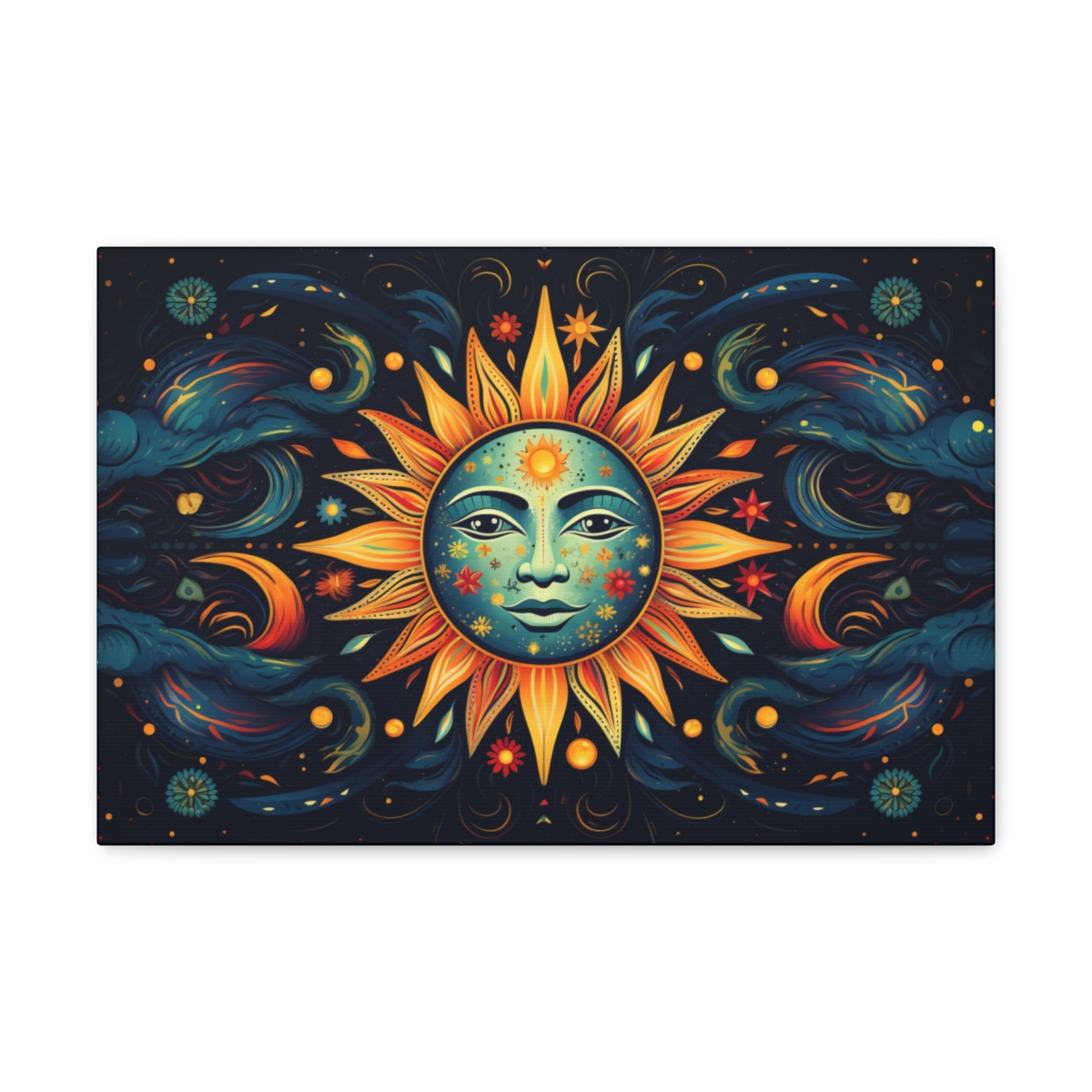 Trippy Hippie Sun Art Canvas Print: Radiant Entity