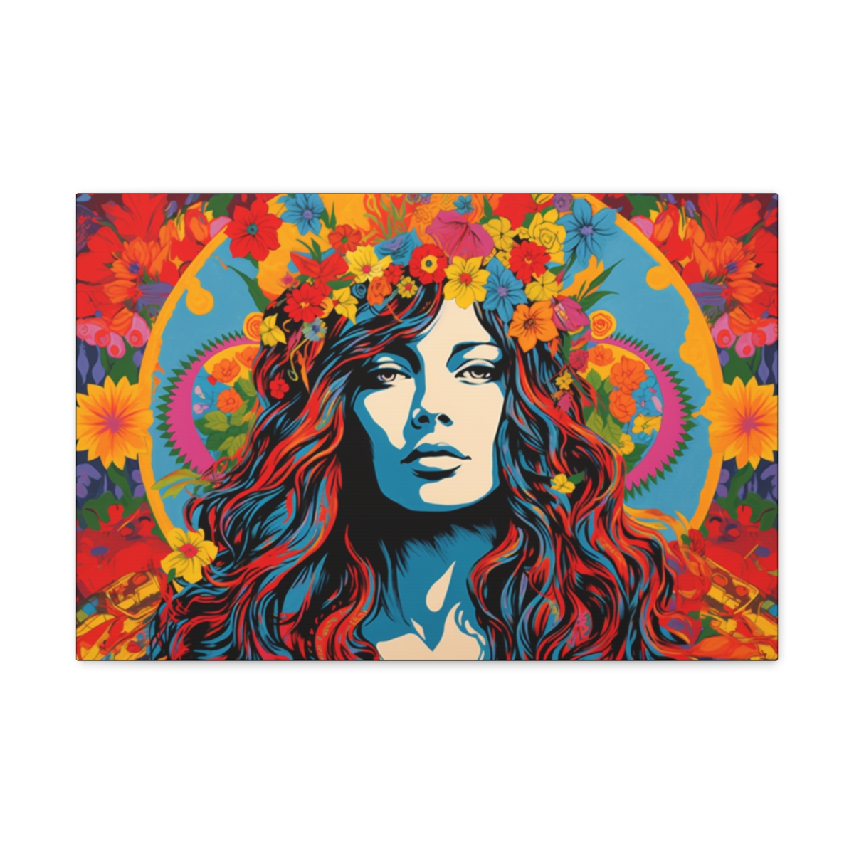 Hippie Trippy Flower Art Canvas Print: All For Love And Against War