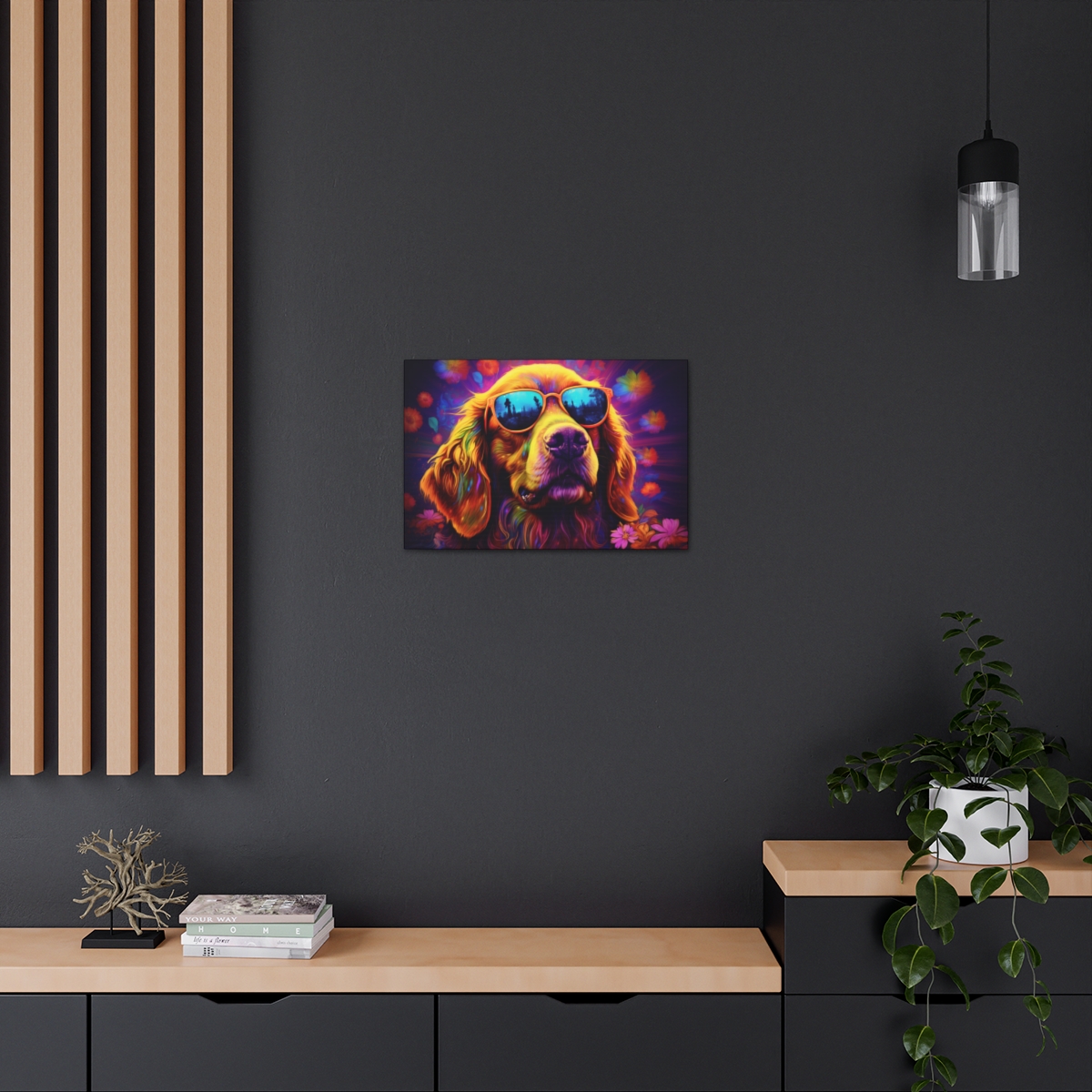 Trippy Hippie Art Canvas Print: Doggo Of Colors