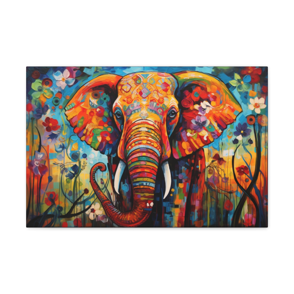 Hippie Trippy Art Canvas Print: Elephant Of Luck