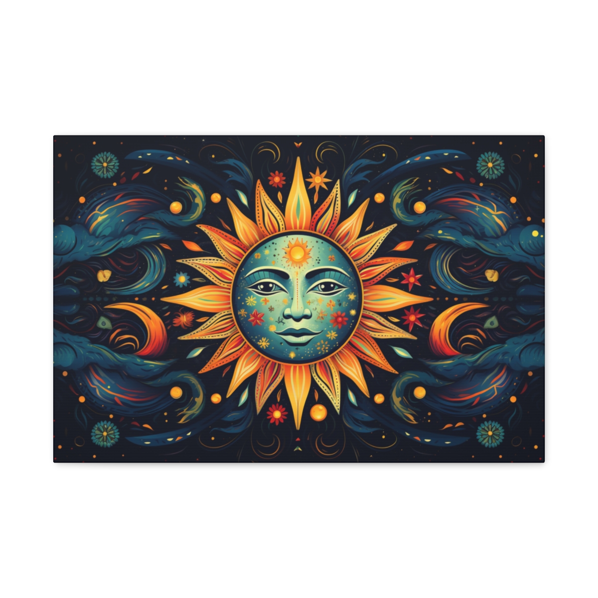 Trippy Hippie Sun Art Canvas Print: Radiant Entity