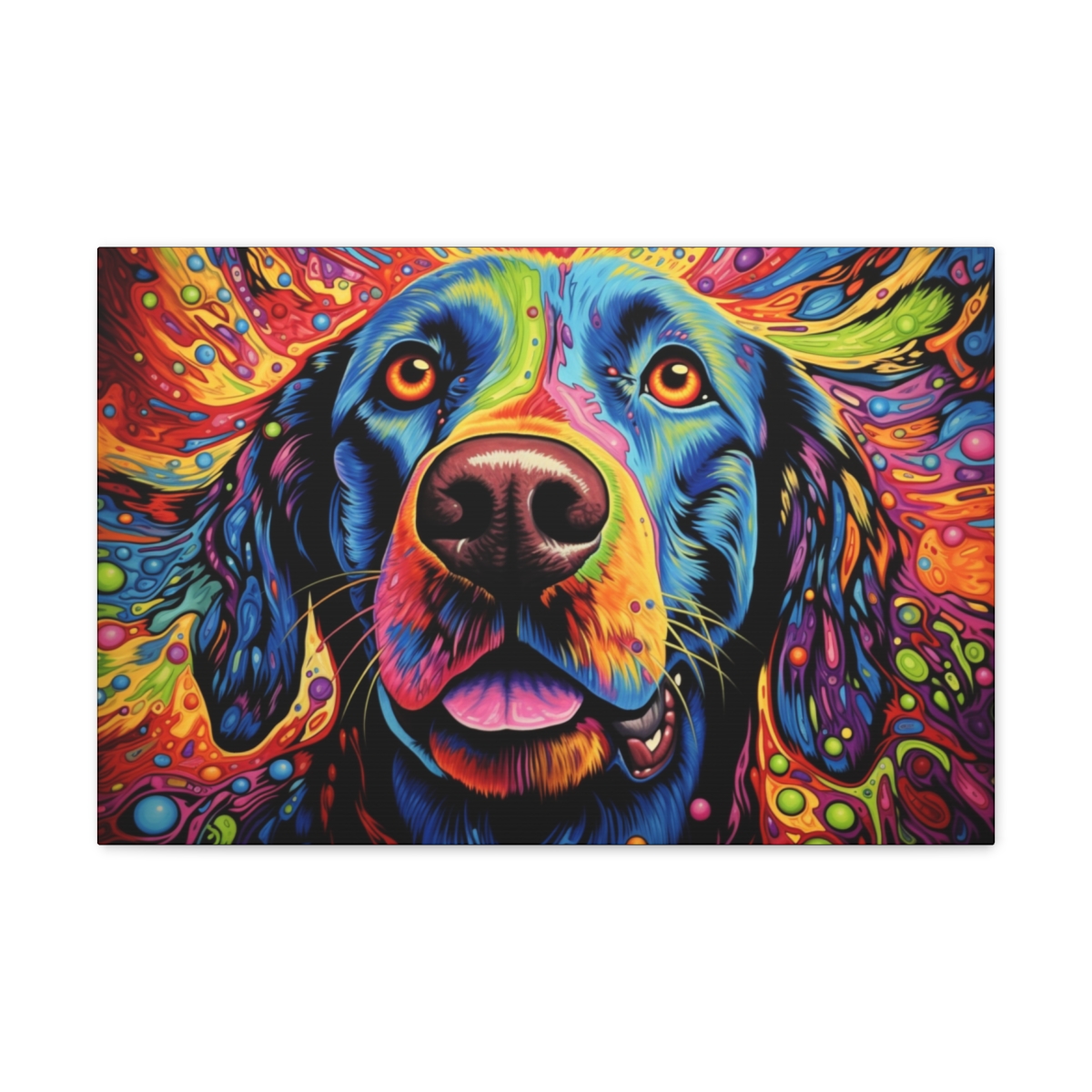 Trippy Dog Art Canvas Print: Bark Bark Mindblown