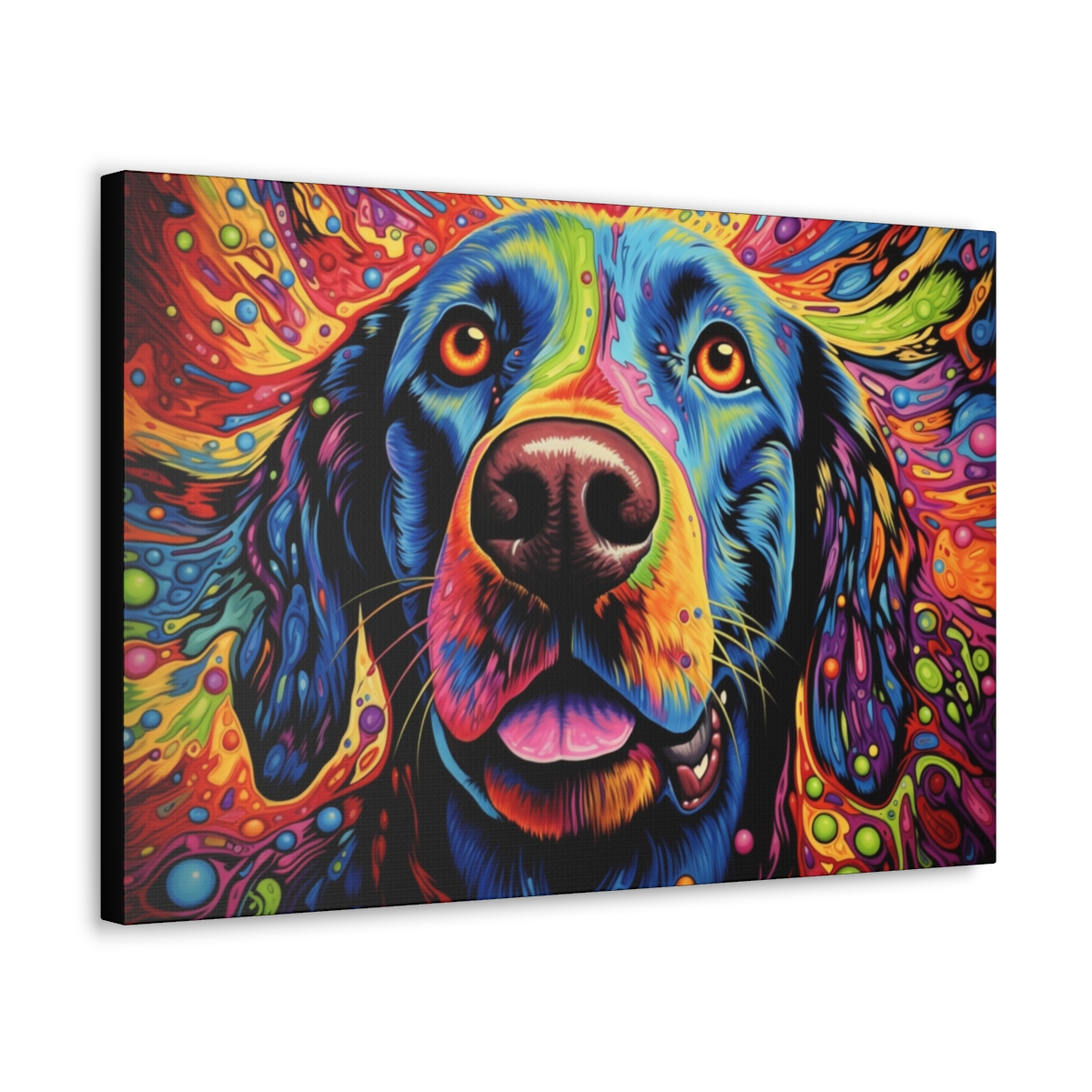 Trippy Dog Art Canvas Print: Bark Bark Mindblown