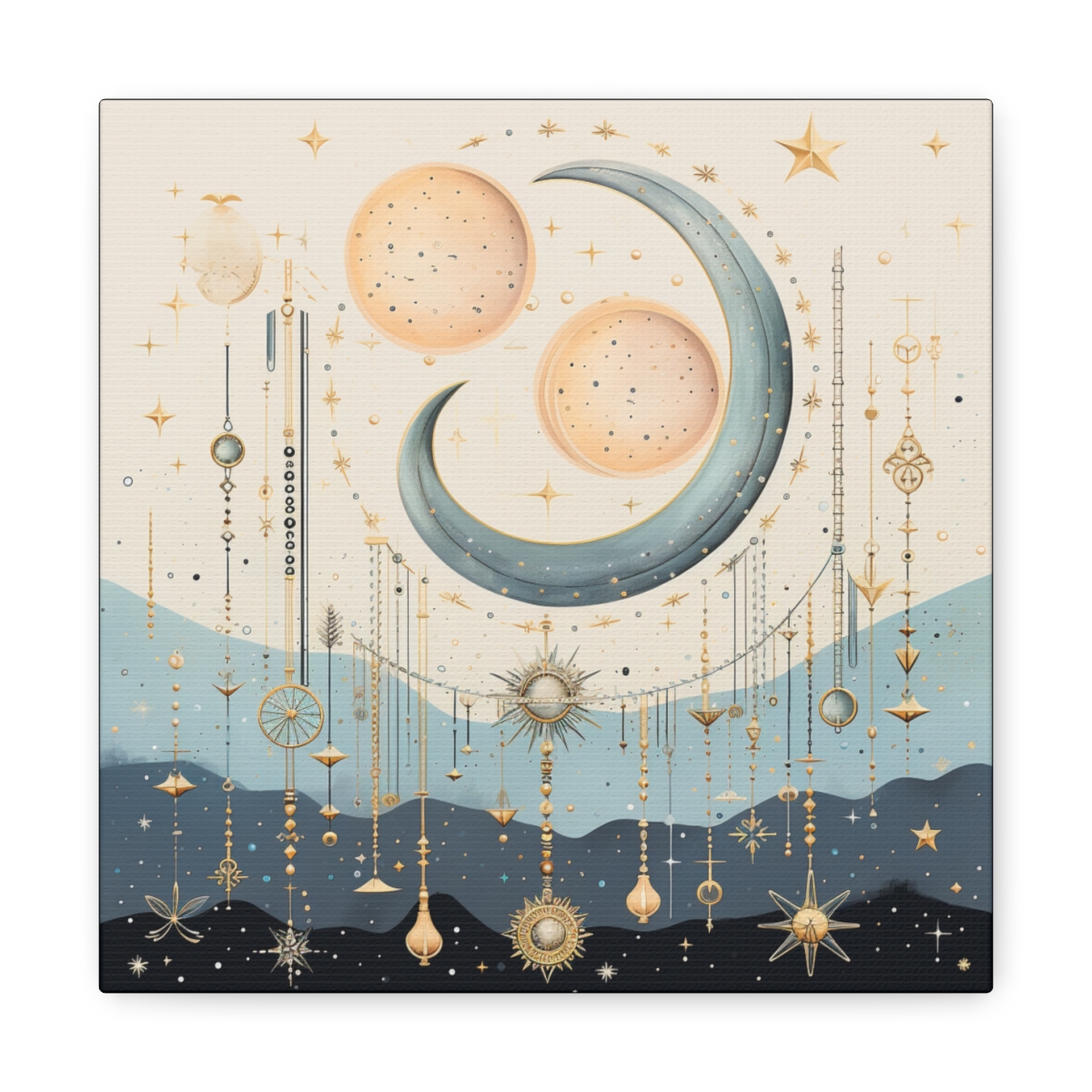 Boho Moon Art Canvas Print: Gift From The Cosmos
