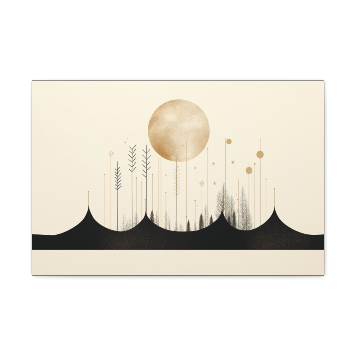 Boho Moon Art Minimalist: The Light Beyond The Mountains
