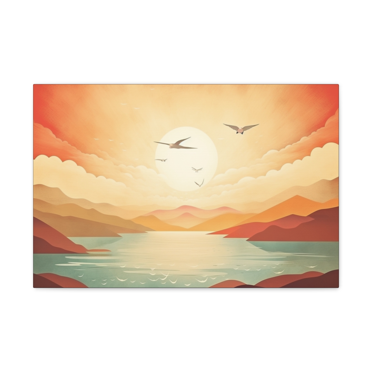Boho Sun Art Canvas Print: Graceful Wings
