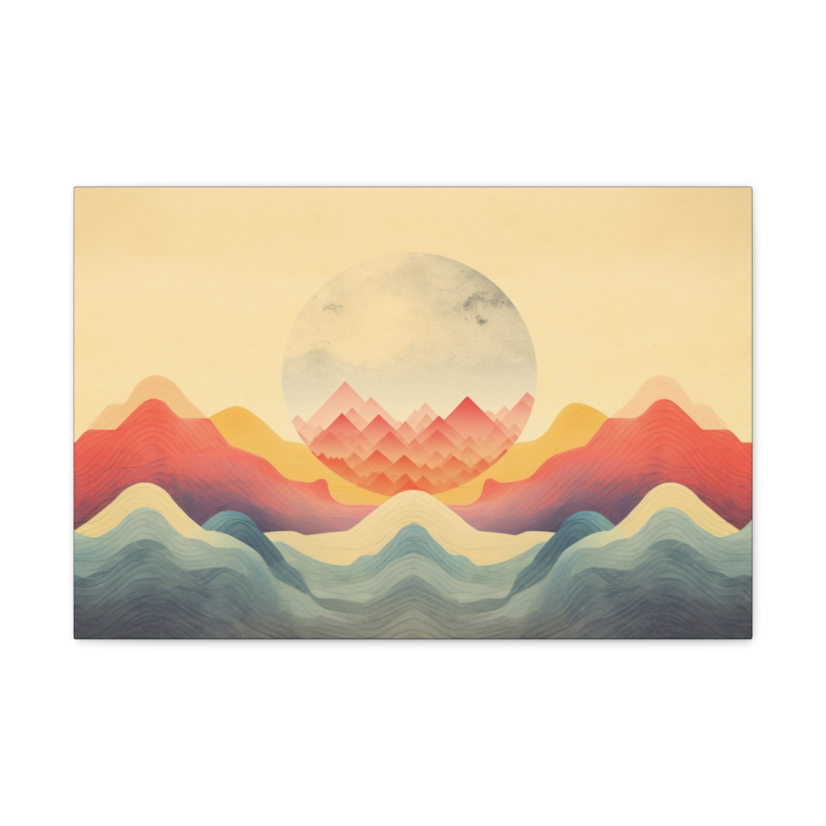 Boho Minimalist Sun Art Canvas Print: Exotic Seashore