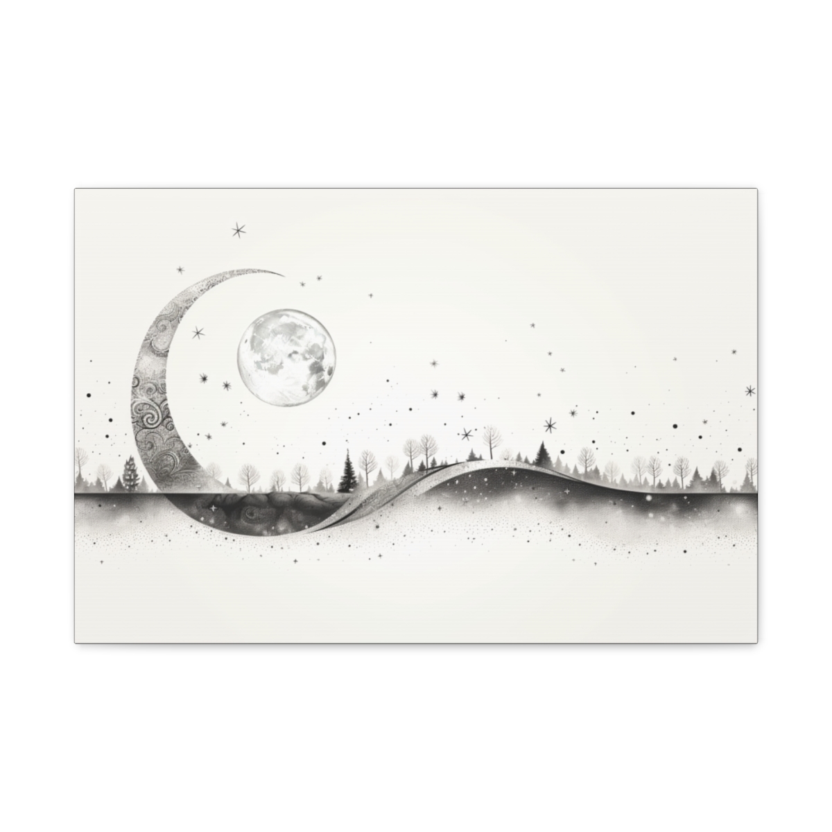 Abstract Boho Moon Art: Moonlit Wanderlust