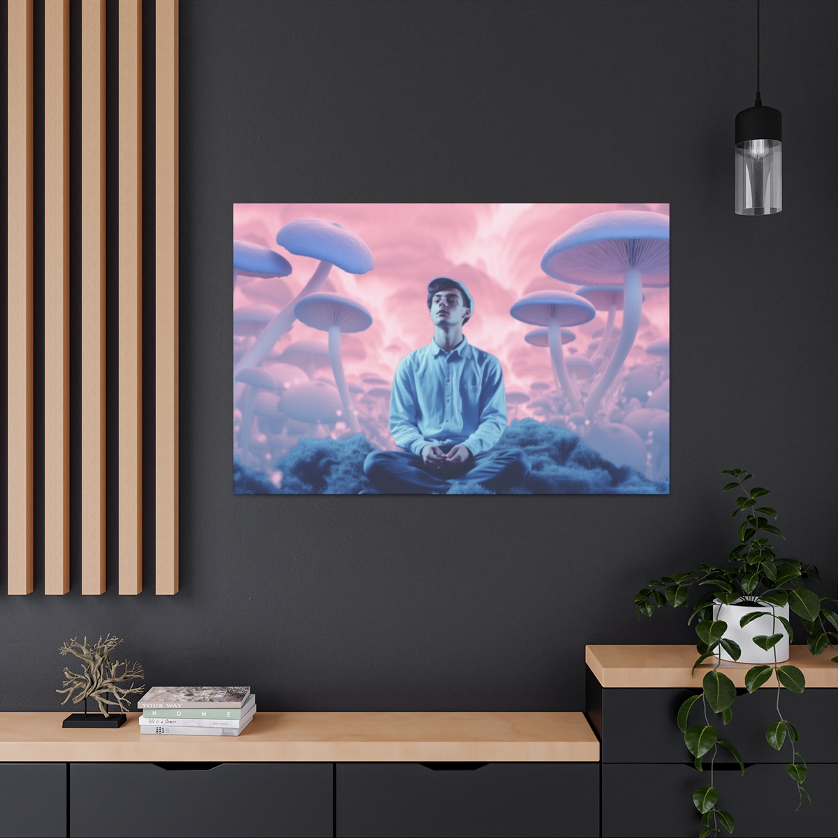 Psychedelic Mushroom Meditation Art Canvas Print: Into The New Realm