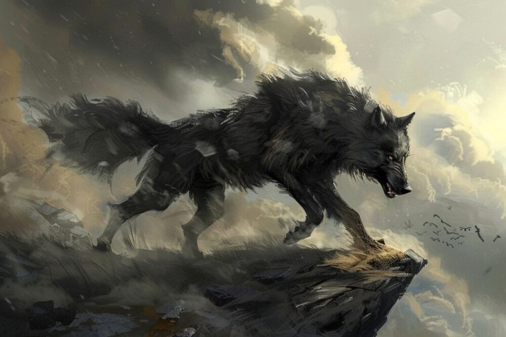 Fenrir the wolf in Norse mythology
